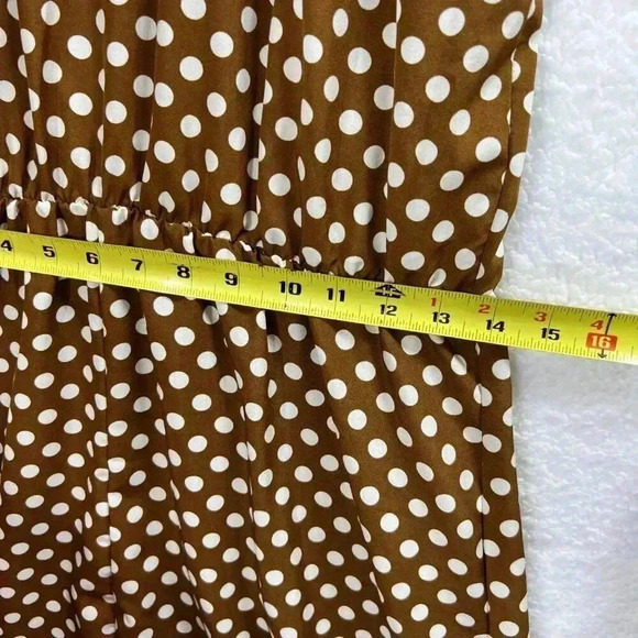 Anna Kaci California1XL Boho Midi Halter Dress Brown Asym polka dot Western NWT - Picture 11 of 16